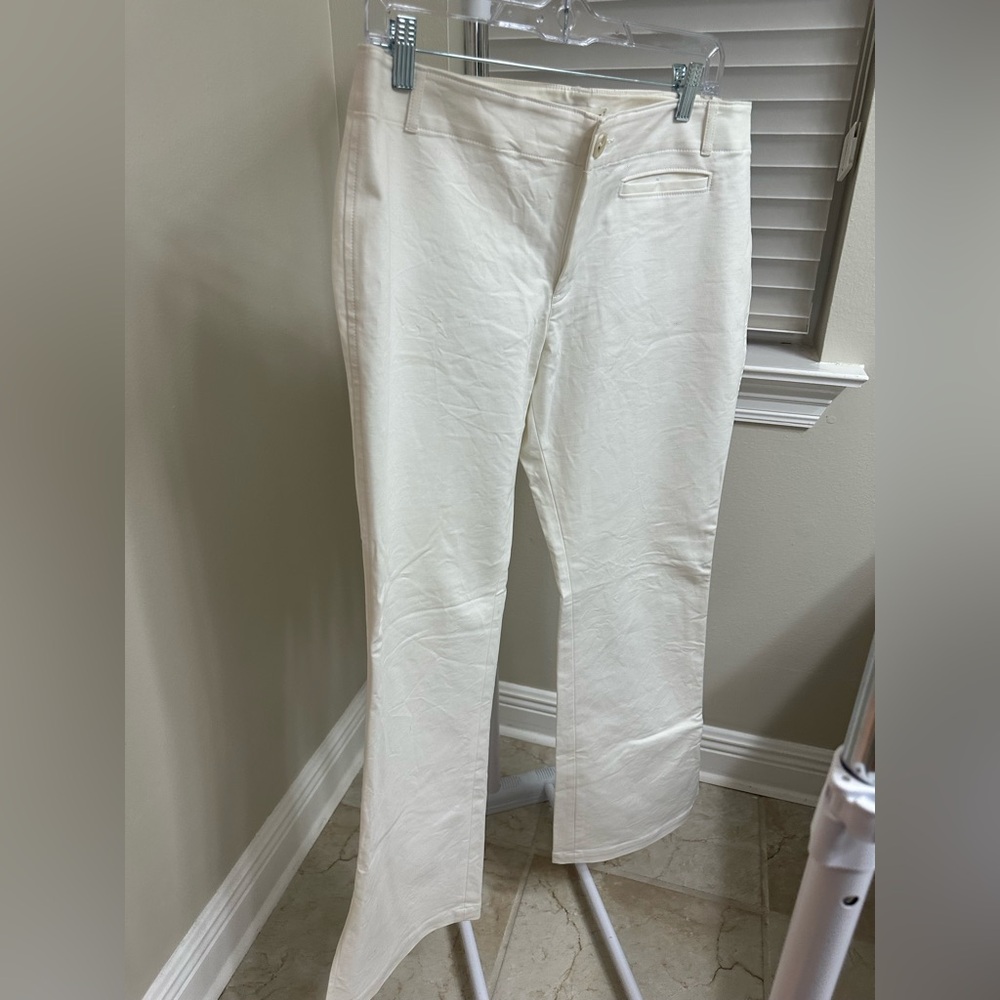 Banana Republic Off White Stretch Pants, 12 Tall